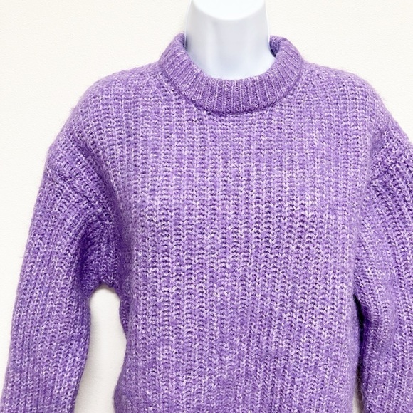 Zara Womens Bloggers Fave Lilac Chunky Purl Knit Round Neck Sweater Size S - Picture 4 of 7